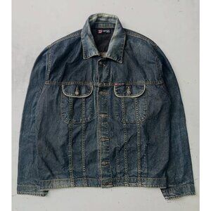 Vintage Diesel Denim Jacket D-Work Distressed Blue Trucker Jacket - L
